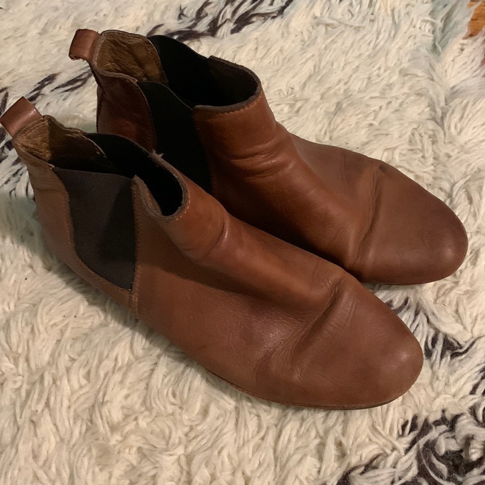Brown Leather Ankle Boots Size 36